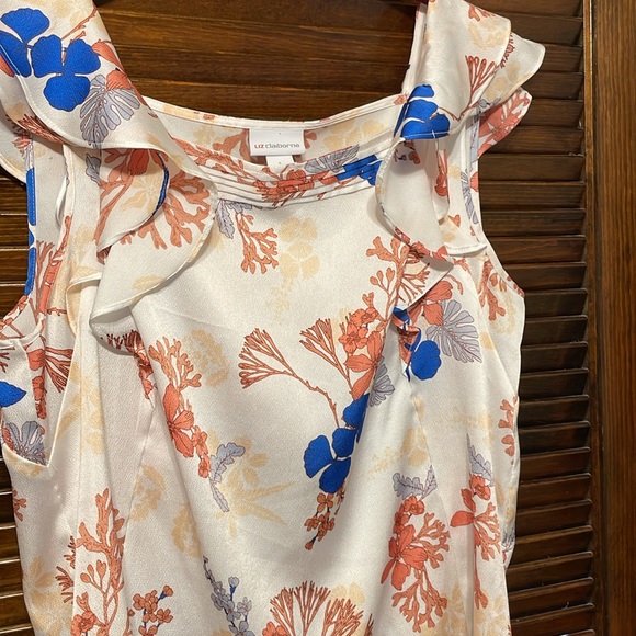 Liz Claiborne Cream Floral Sleeveless Blouse - Picture 4 of 7